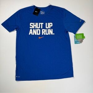 Nike Blue Short Sleeve Tee Shut Up and Run